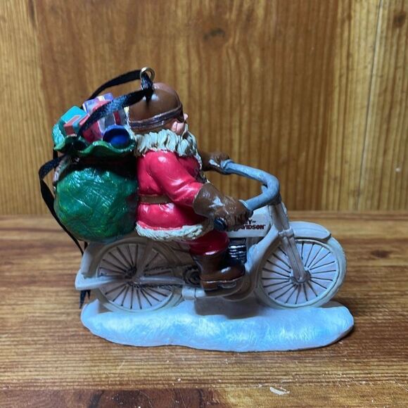 Harley Davidson Biker Santa Ornament Hand Painted - Picture 2 of 7